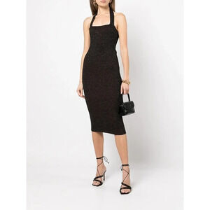 Victor Glemaud Halter lurex-knit Midi Dress In Black XSmall New Cocktail
